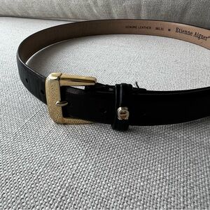 ETIENNE AIGNER Vintage Black Gold Genuine Leather Belt
